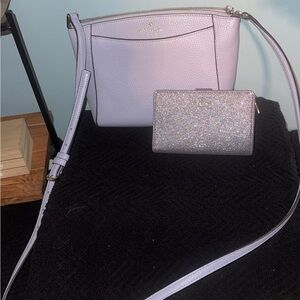 Kate Spade Lavender Crossbody Bag and Glitter Wallet Set